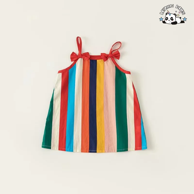 LEZONKIDS - Wholesale New Trends Multi-colors Latest Spaghetti Strap Frocks Girls Party Dresses for Summer